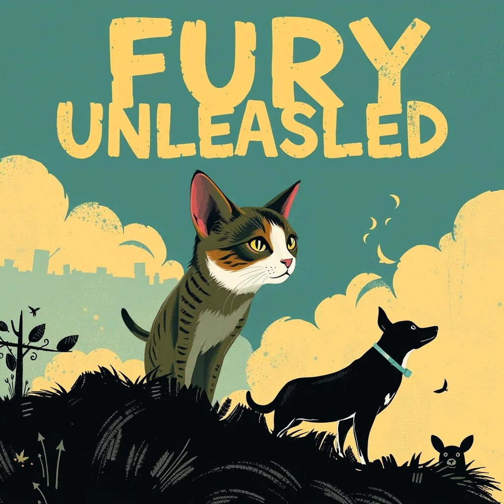 Artistic representation for "fury unleashed: shelters rally for feline and canine safety amidst hurricane