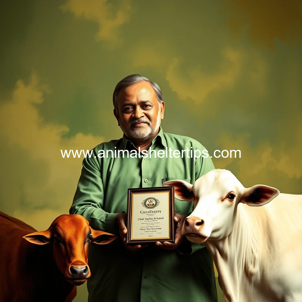 Artistic representation for Cm bhupendrabhai patel honored for innovative gaumata nutrition scheme at vir