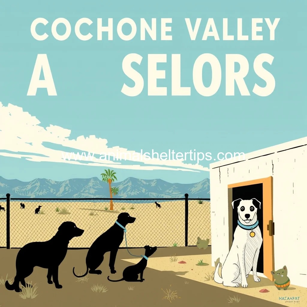 Artistic representation for Coachella Valley Animal Shelters overcrowded calling for help from public and partners