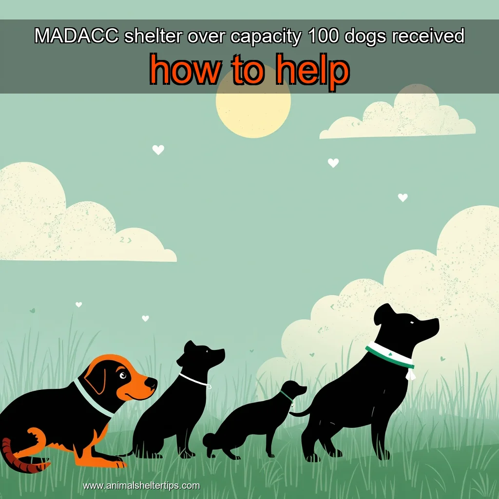 Artistic representation for MADACC shelter over capacity 100 dogs received how to help