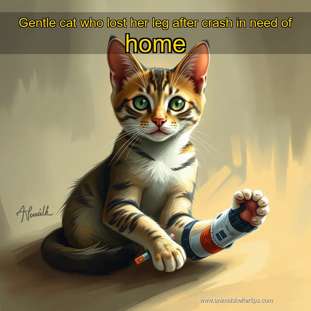 Artistic representation for Gentle cat who lost her leg after crash in need of home
