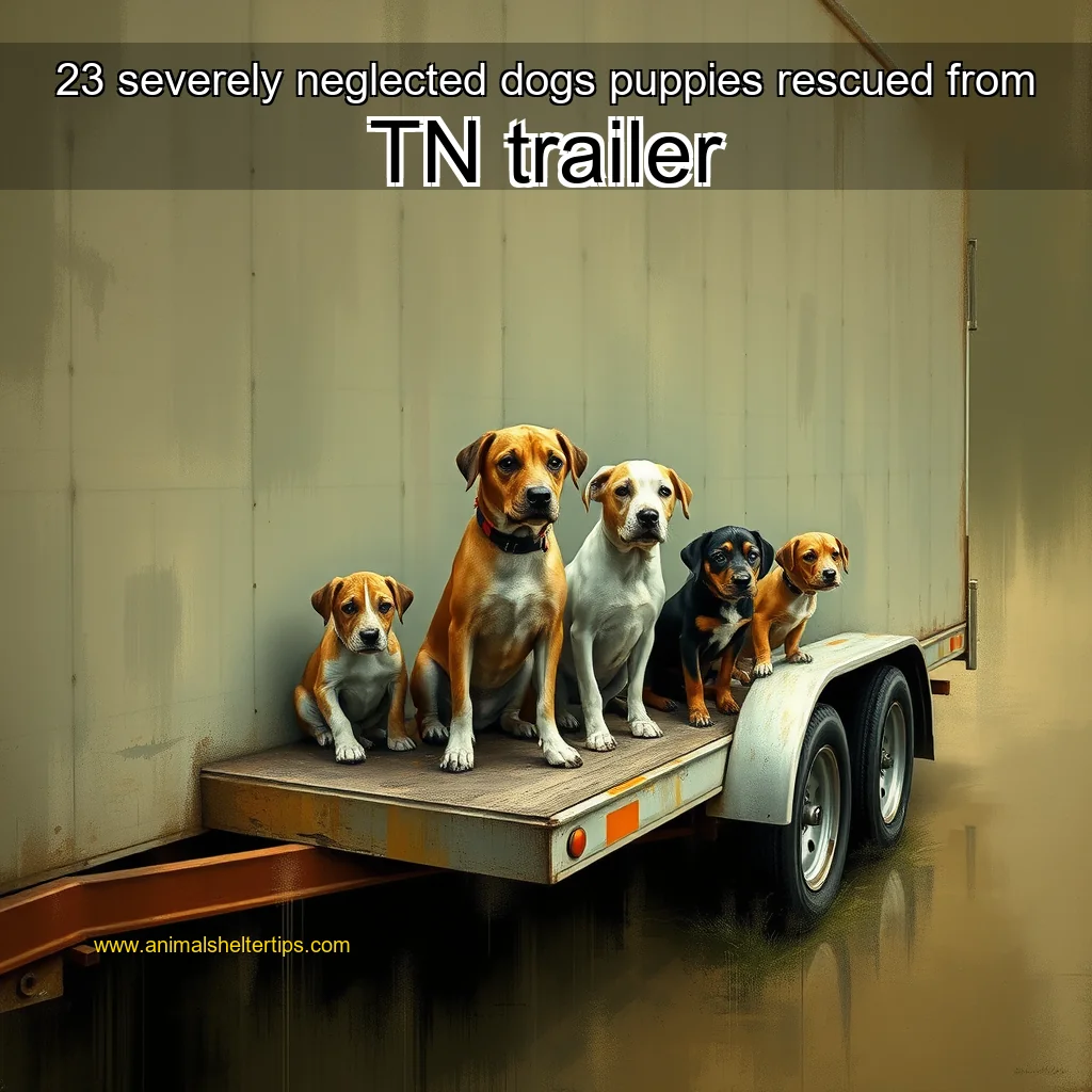 Artistic representation for 23 severely neglected dogs puppies rescued from TN trailer