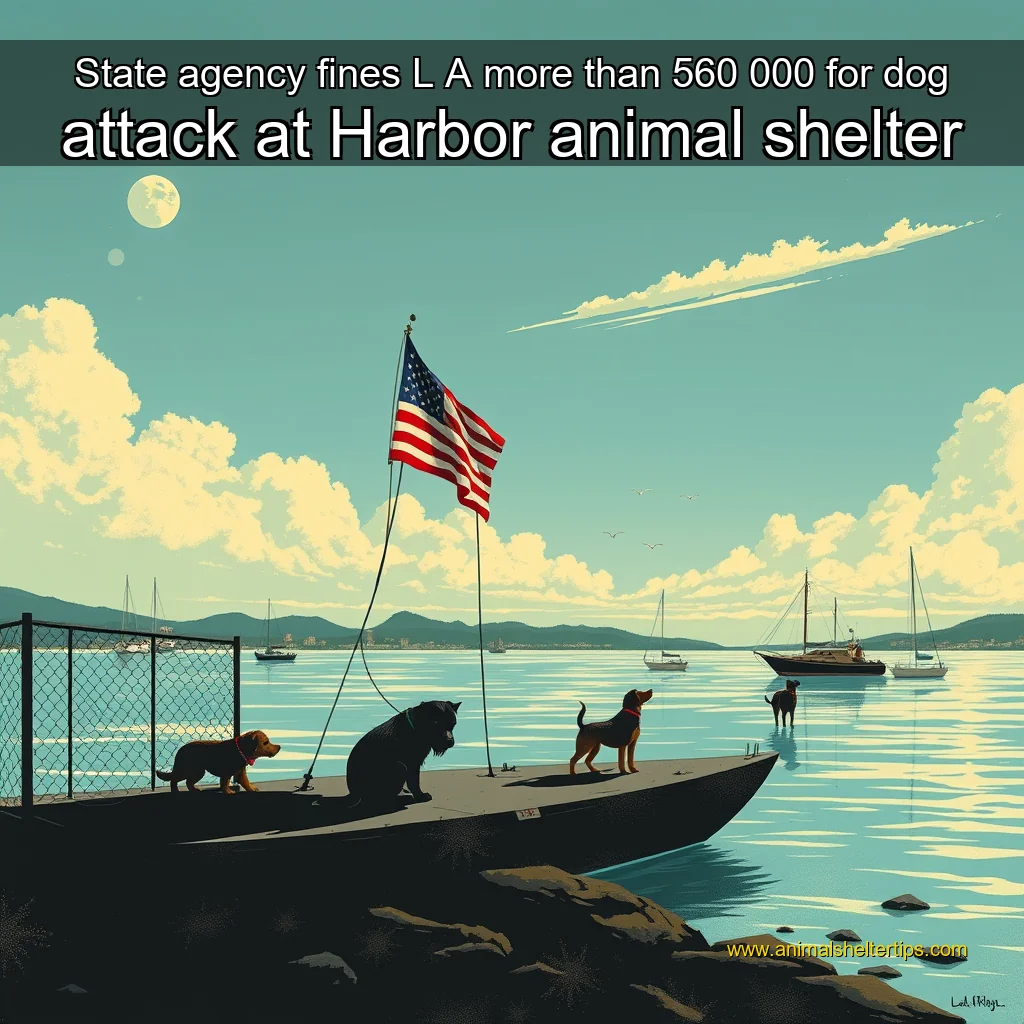 Artistic representation for State agency fines L A more than 560 000 for dog attack at Harbor animal shelter