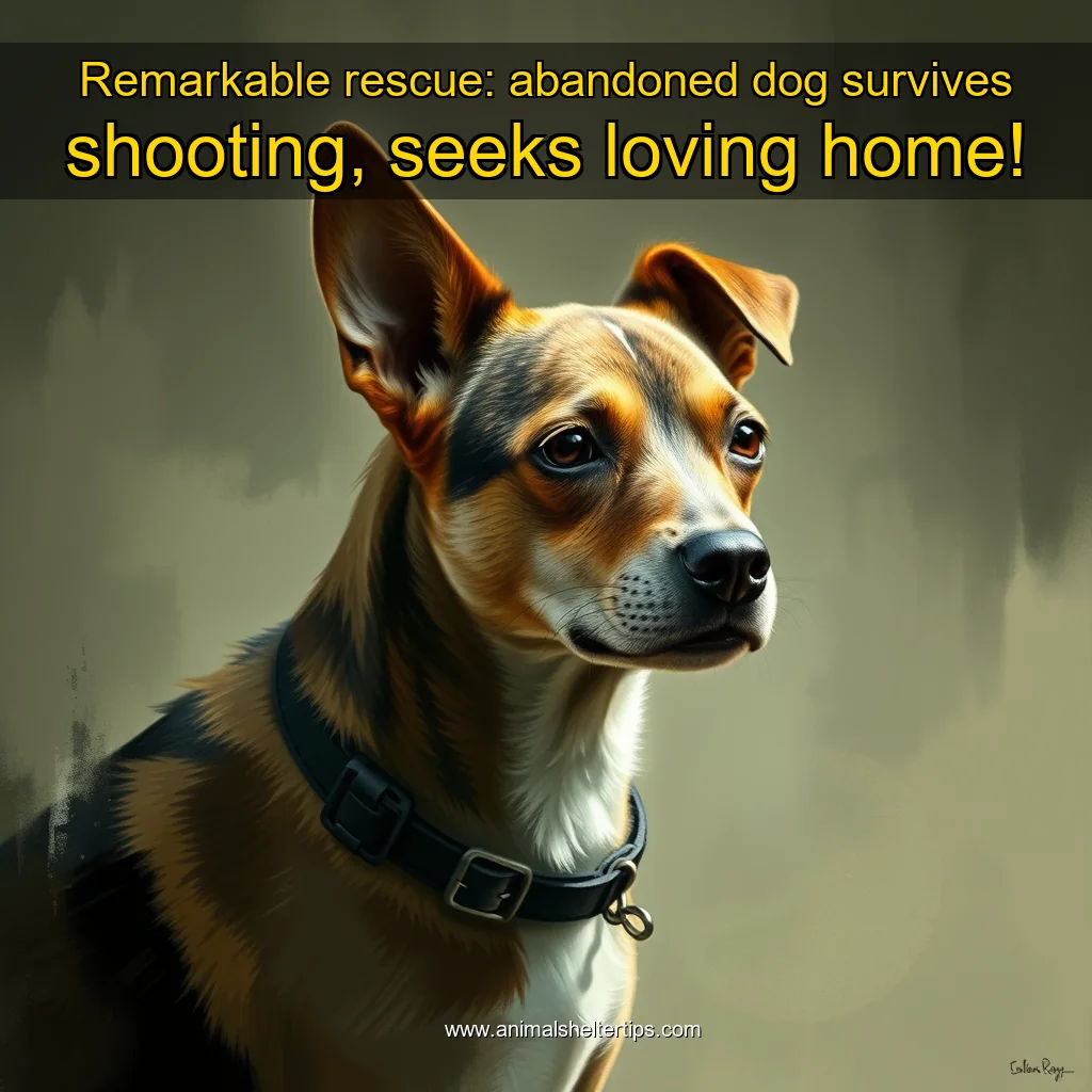 Artistic representation for Remarkable rescue: abandoned dog survives shooting, seeks loving home!